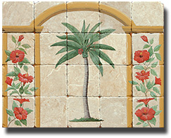 Stone-Tile-Mural---Palm-Tre